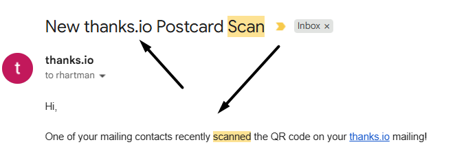Real-time QR code scan notification