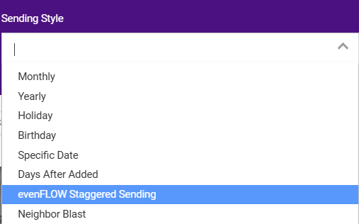 Automated campaign interface showing sending options