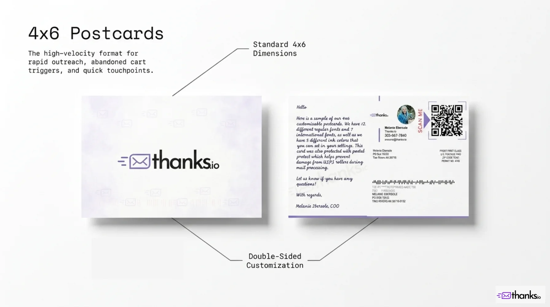 Thanks.io print portfolio, page 2: 4x6 postcards
