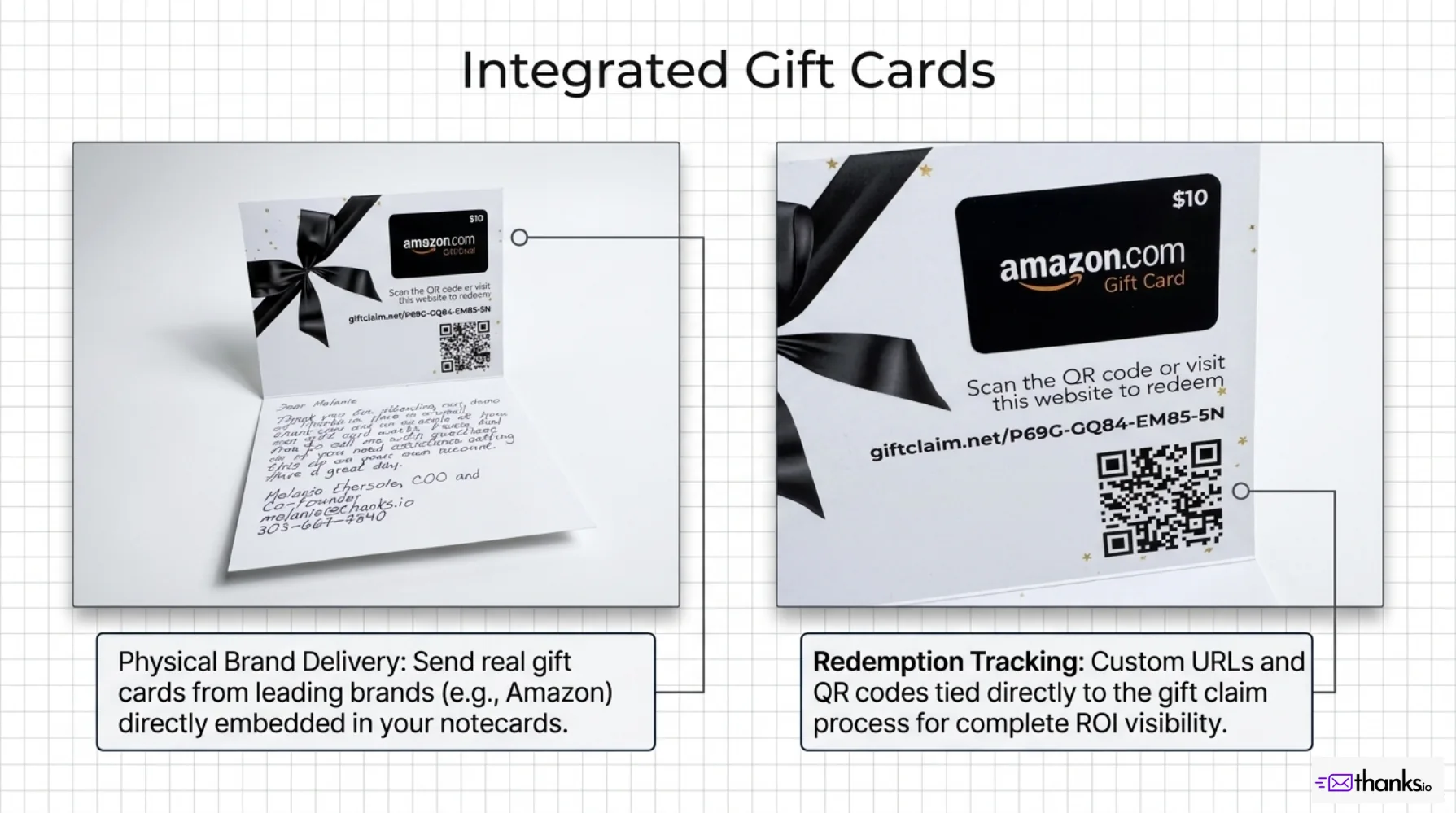 Thanks.io print portfolio, page 8: Integrated gift cards